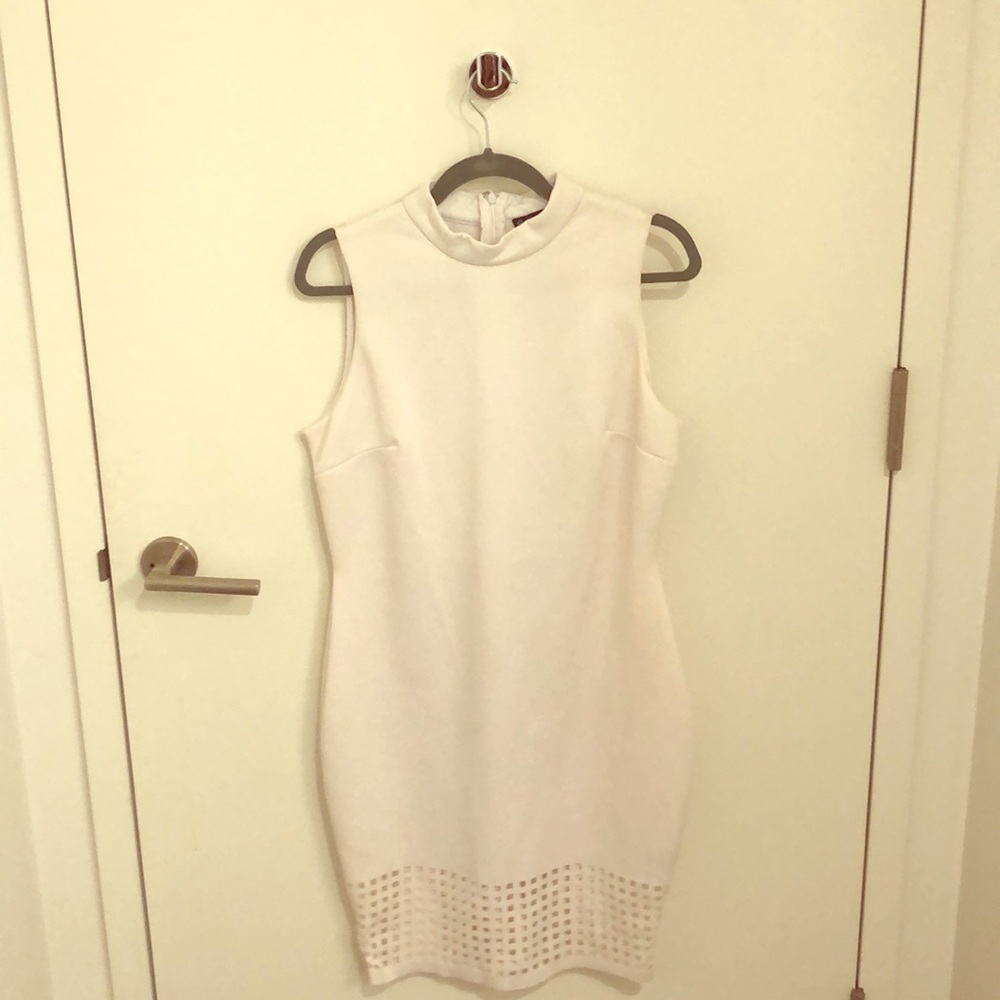 FTF Mock Neck Laser Cut Dress